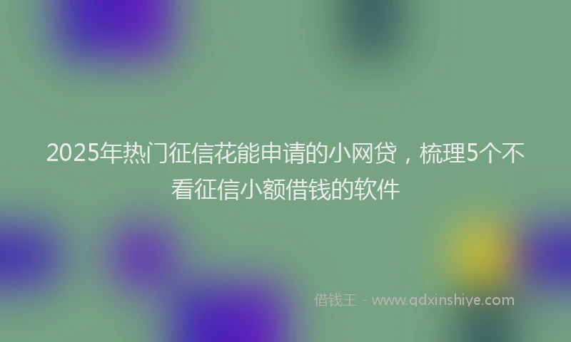 2025年热门征信花能申请的小网贷，梳理5个不看征信小额借钱的软件