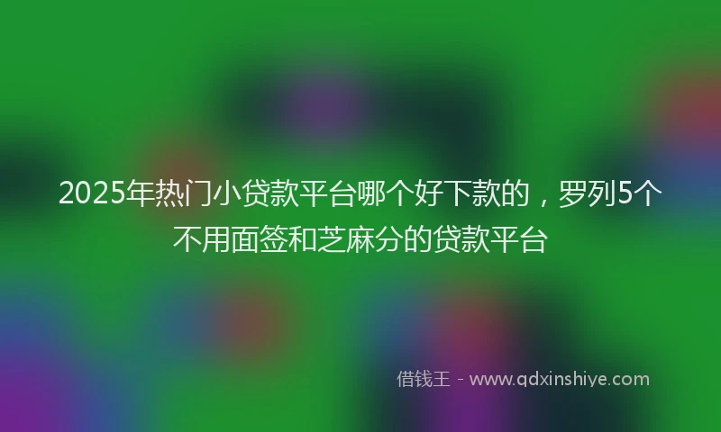 2025年热门小贷款平台哪个好下款的，罗列5个不用面签和芝麻分的贷款平台