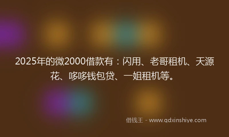 2025年的微2000借款有：闪用、老哥租机、天源花、哆哆钱包贷、一姐租机等。
