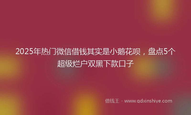 2025年热门微信借钱其实是小鹅花呗，盘点5个超级烂户双黑下款口子