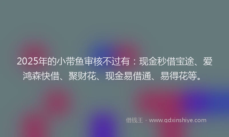 2025年的小带鱼审核不过有：现金秒借宝途、爱鸿森快借、聚财花、现金易借通、易得花等。