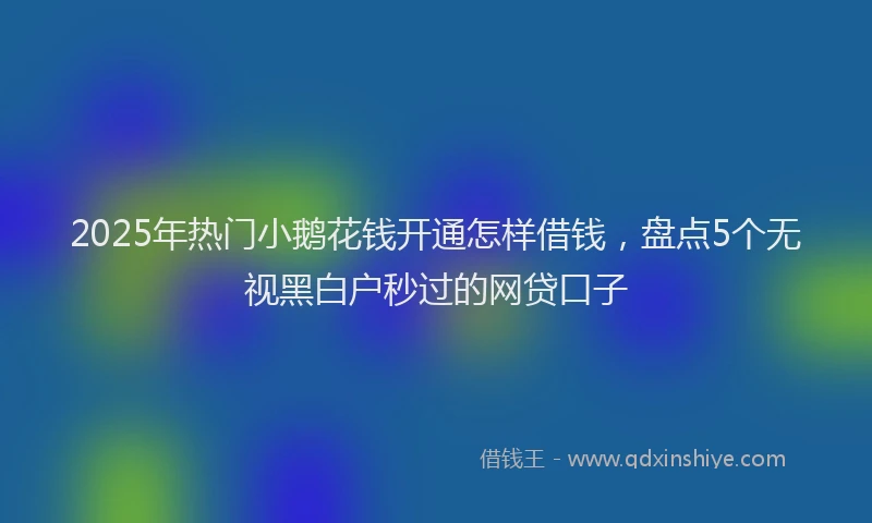 2025年热门小鹅花钱开通怎样借钱，盘点5个无视黑白户秒过的网贷口子