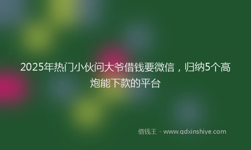 2025年热门小伙问大爷借钱要微信，归纳5个高炮能下款的平台