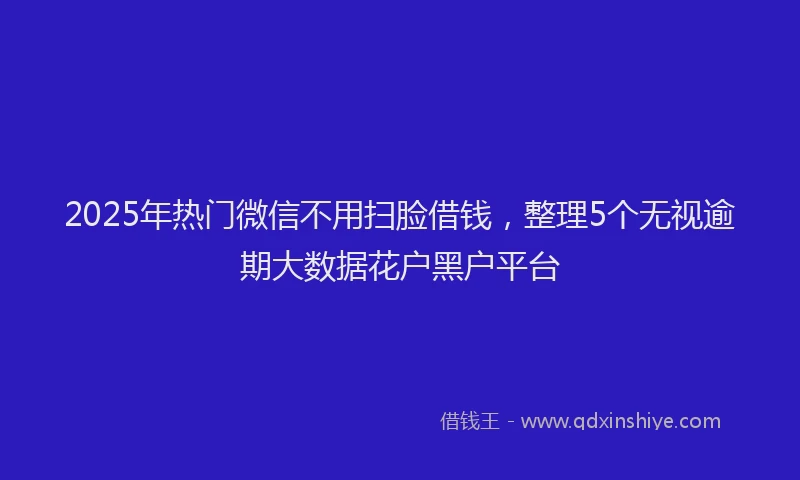 2025年热门微信不用扫脸借钱，整理5个无视逾期大数据花户黑户平台