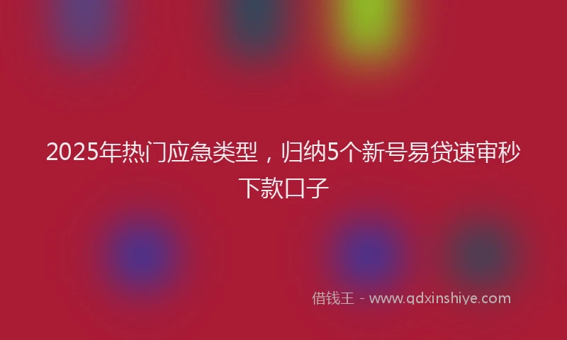 2025年热门应急类型，归纳5个新号易贷速审秒下款口子