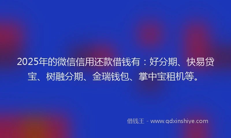 2025年的微信信用还款借钱有：好分期、快易贷宝、树融分期、金瑞钱包、掌中宝租机等。