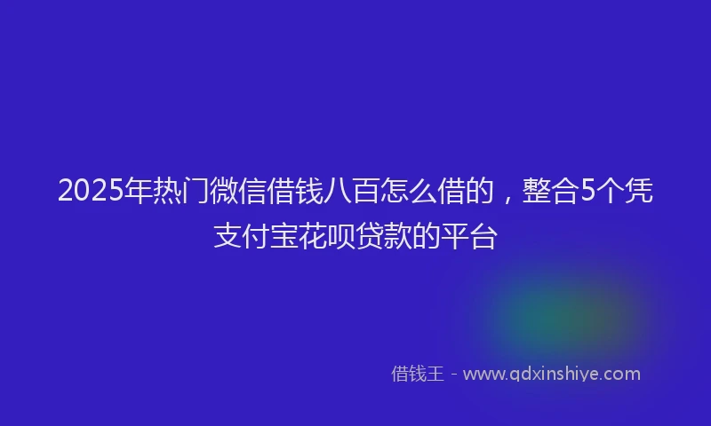 2025年热门微信借钱八百怎么借的，整合5个凭支付宝花呗贷款的平台