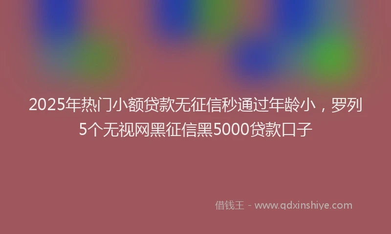 2025年热门小额贷款无征信秒通过年龄小，罗列5个无视网黑征信黑5000贷款口子