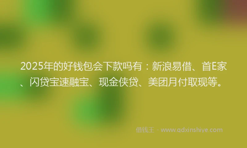 2025年的好钱包会下款吗有：新浪易借、首E家、闪贷宝速融宝、现金侠贷、美团月付取现等。