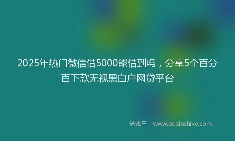 2025年热门微信借5000能借到吗，分享5个百分百下款无视黑白户网贷平台