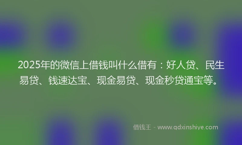 2025年的微信上借钱叫什么借有：好人贷、民生易贷、钱速达宝、现金易贷、现金秒贷通宝等。