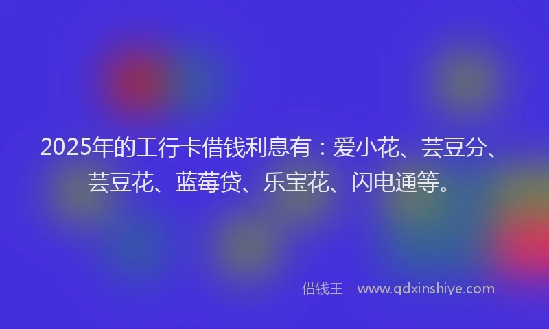 2025年的工行卡借钱利息有：爱小花、芸豆分、芸豆花、蓝莓贷、乐宝花、闪电通等。