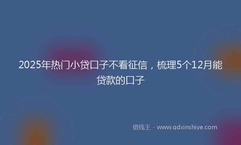 2025年热门小贷口子不看征信，梳理5个12月能贷款的口子