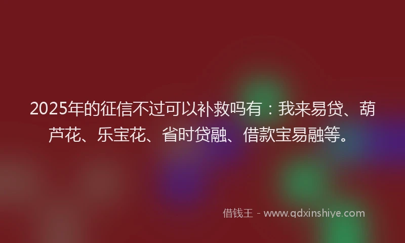 2025年的征信不过可以补救吗有：我来易贷、葫芦花、乐宝花、省时贷融、借款宝易融等。