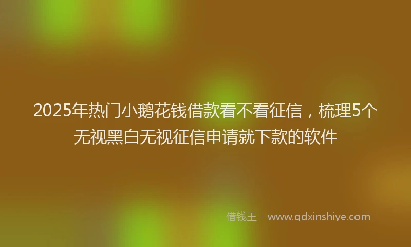 2025年热门小鹅花钱借款看不看征信，梳理5个无视黑白无视征信申请就下款的软件