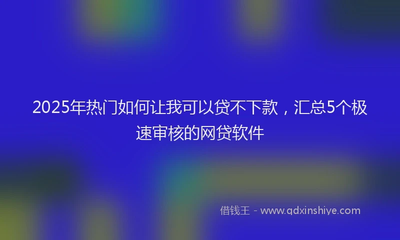 2025年热门如何让我可以贷不下款，汇总5个极速审核的网贷软件