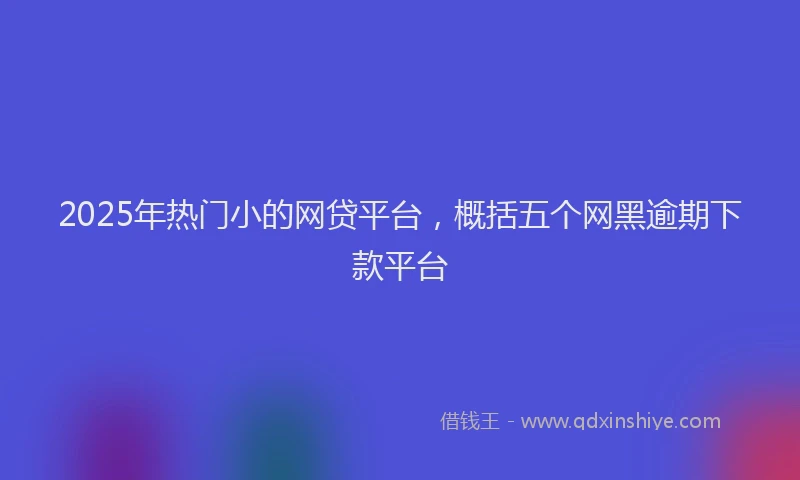 2025年热门小的网贷平台，概括五个网黑逾期下款平台