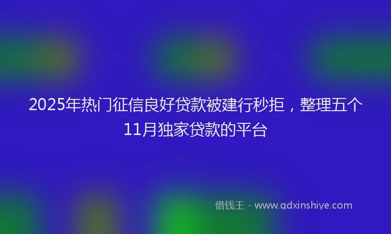 2025年热门征信良好贷款被建行秒拒，整理五个11月独家贷款的平台