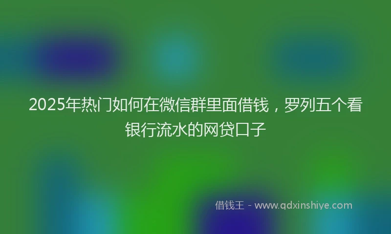 2025年热门如何在微信群里面借钱，罗列五个看银行流水的网贷口子