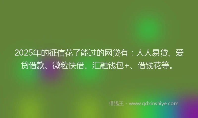 2025年的征信花了能过的网贷有：人人易贷、爱贷借款、微粒快借、汇融钱包+、借钱花等。