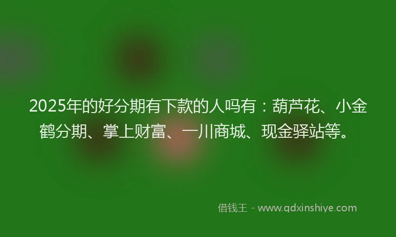 2025年的好分期有下款的人吗有：葫芦花、小金鹤分期、掌上财富、一川商城、现金驿站等。