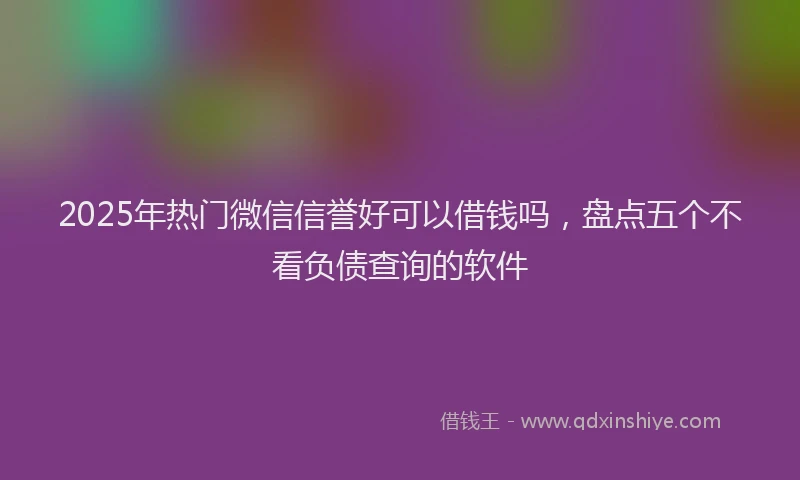 2025年热门微信信誉好可以借钱吗，盘点五个不看负债查询的软件