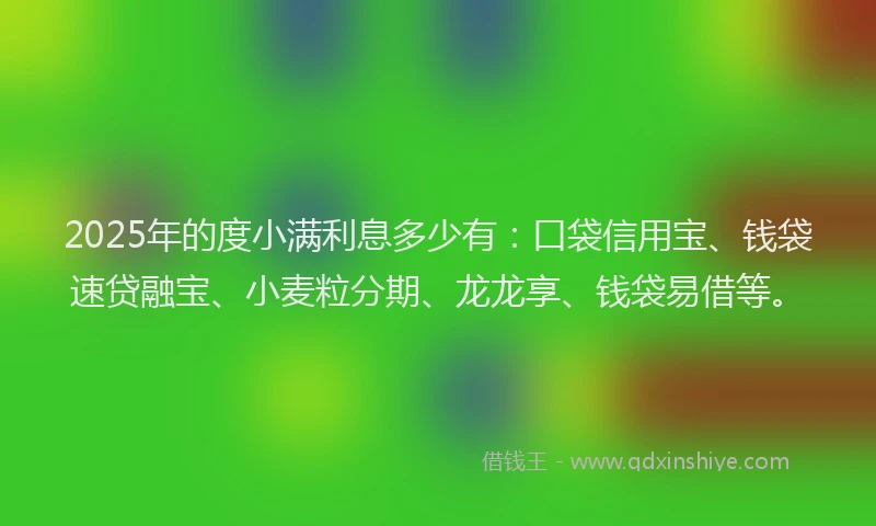 2025年的度小满利息多少有：口袋信用宝、钱袋速贷融宝、小麦粒分期、龙龙享、钱袋易借等。