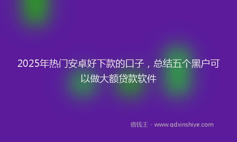 2025年热门安卓好下款的口子，总结五个黑户可以做大额贷款软件