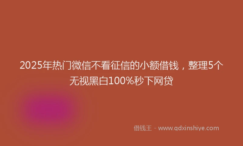 2025年热门微信不看征信的小额借钱，整理5个无视黑白100%秒下网贷