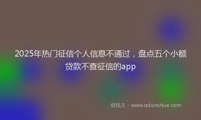 2025年热门征信个人信息不通过，盘点五个小额贷款不查征信的app