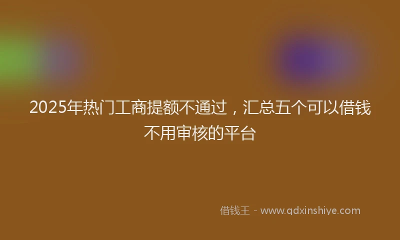 2025年热门工商提额不通过，汇总五个可以借钱不用审核的平台