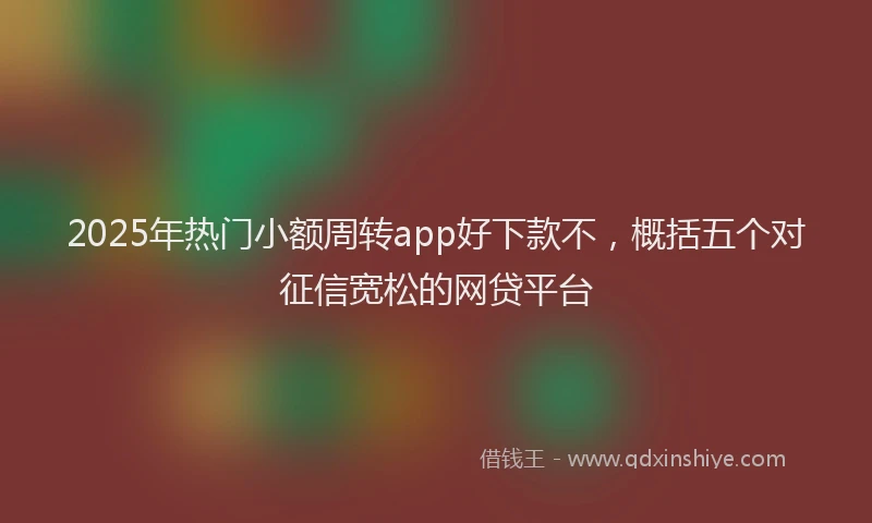 2025年热门小额周转app好下款不，概括五个对征信宽松的网贷平台