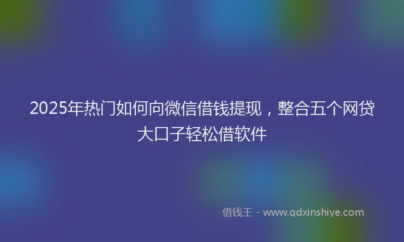 2025年热门如何向微信借钱提现，整合五个网贷大口子轻松借软件