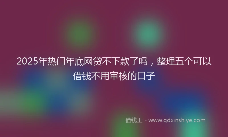 2025年热门年底网贷不下款了吗，整理五个可以借钱不用审核的口子