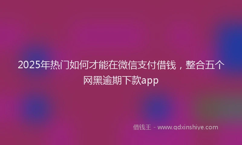 2025年热门如何才能在微信支付借钱，整合五个网黑逾期下款app