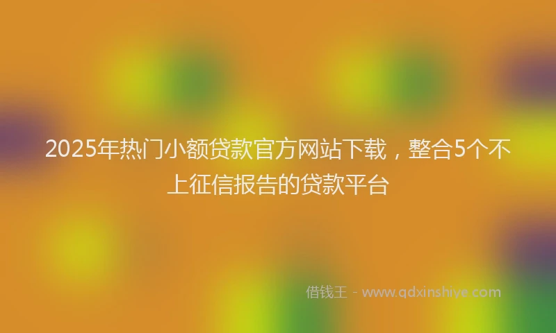 2025年热门小额贷款官方网站下载，整合5个不上征信报告的贷款平台