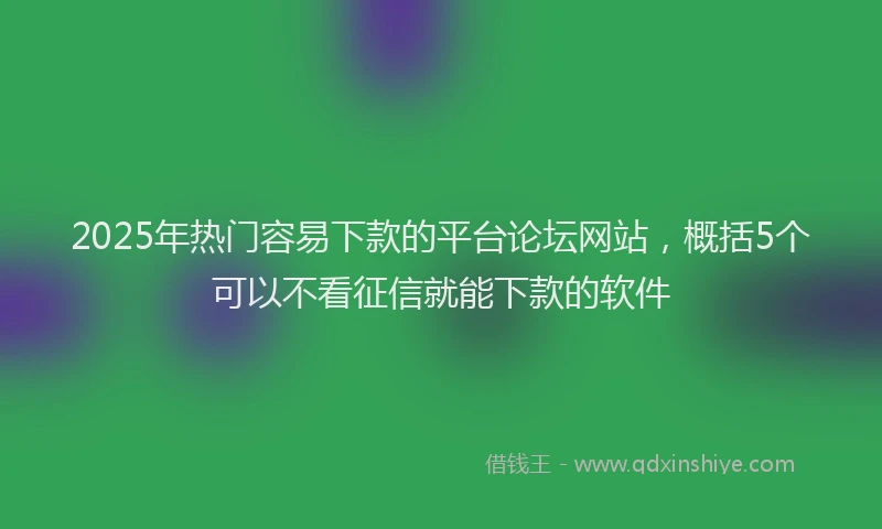 2025年热门容易下款的平台论坛网站，概括5个可以不看征信就能下款的软件