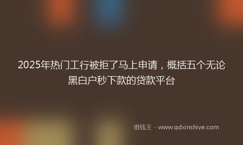 2025年热门工行被拒了马上申请，概括五个无论黑白户秒下款的贷款平台