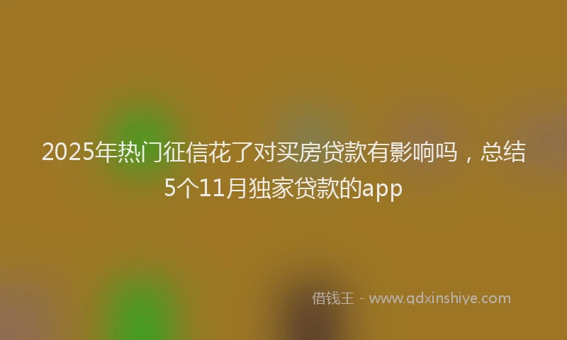 2025年热门征信花了对买房贷款有影响吗，总结5个11月独家贷款的app