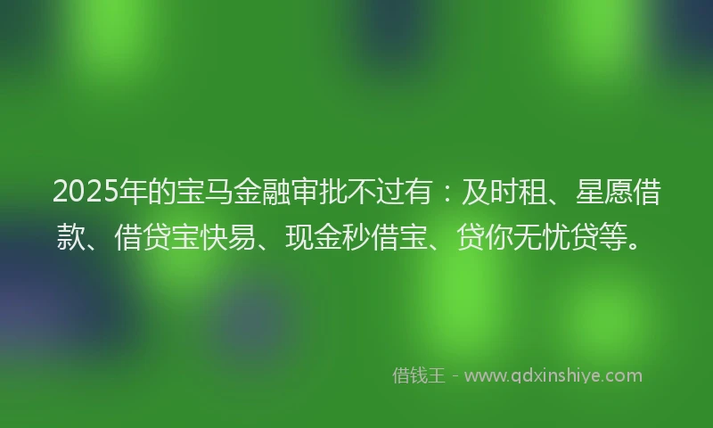 2025年的宝马金融审批不过有：及时租、星愿借款、借贷宝快易、现金秒借宝、贷你无忧贷等。