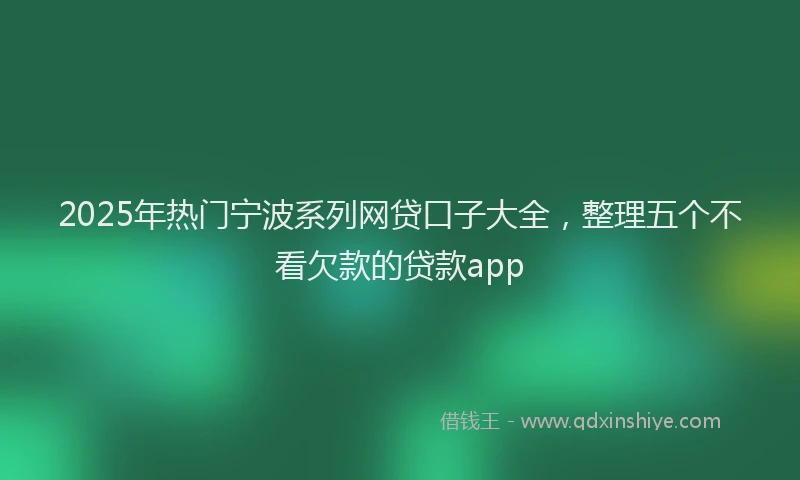 2025年热门宁波系列网贷口子大全，整理五个不看欠款的贷款app