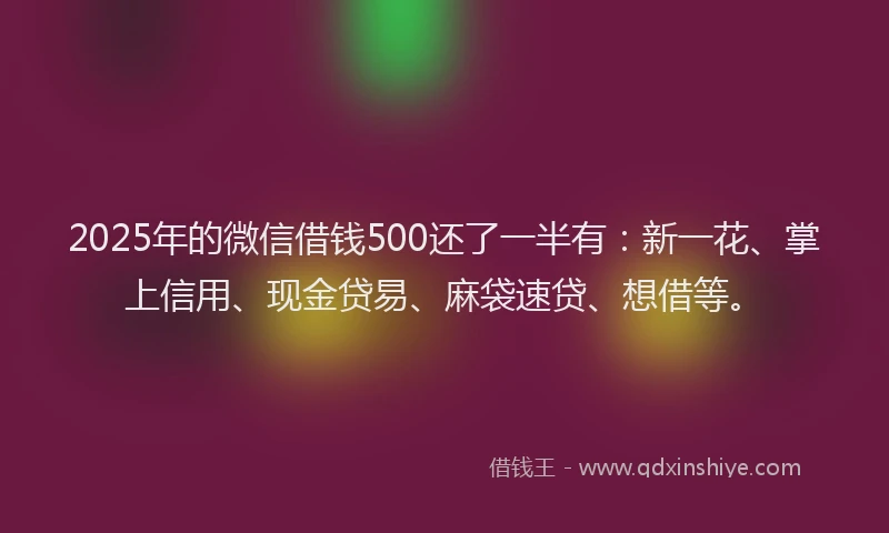 2025年的微信借钱500还了一半有：新一花、掌上信用、现金贷易、麻袋速贷、想借等。