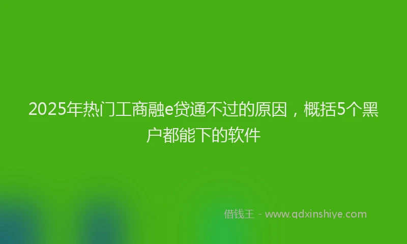 2025年热门工商融e贷通不过的原因，概括5个黑户都能下的软件