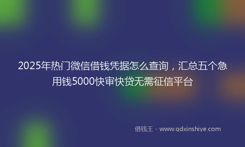 2025年热门微信借钱凭据怎么查询，汇总五个急用钱5000快审快贷无需征信平台