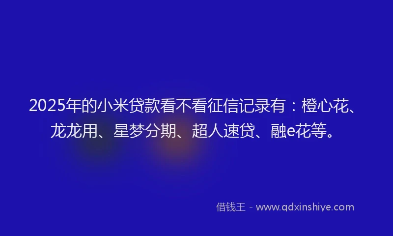 2025年的小米贷款看不看征信记录有：橙心花、龙龙用、星梦分期、超人速贷、融e花等。
