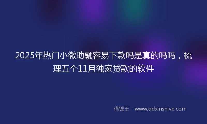 2025年热门小微助融容易下款吗是真的吗吗，梳理五个11月独家贷款的软件