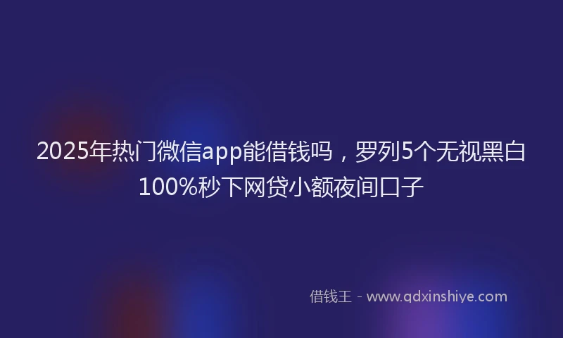 2025年热门微信app能借钱吗，罗列5个无视黑白100%秒下网贷小额夜间口子