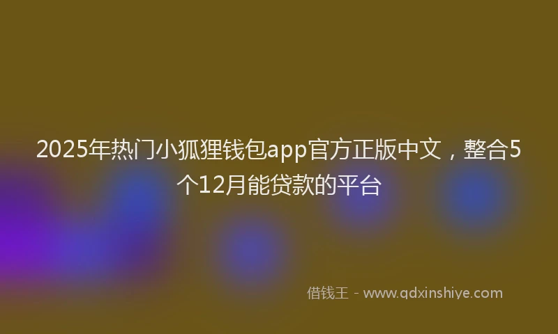 2025年热门小狐狸钱包app官方正版中文，整合5个12月能贷款的平台