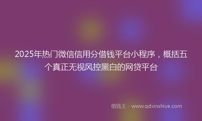 2025年热门微信信用分借钱平台小程序，概括五个真正无视风控黑白的网贷平台