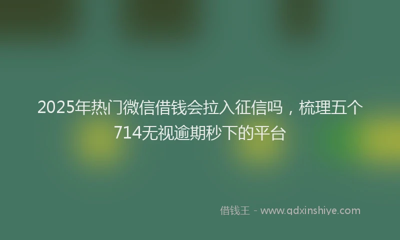 2025年热门微信借钱会拉入征信吗，梳理五个714无视逾期秒下的平台